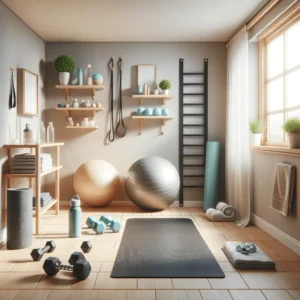 A simple, well-organized home workout space