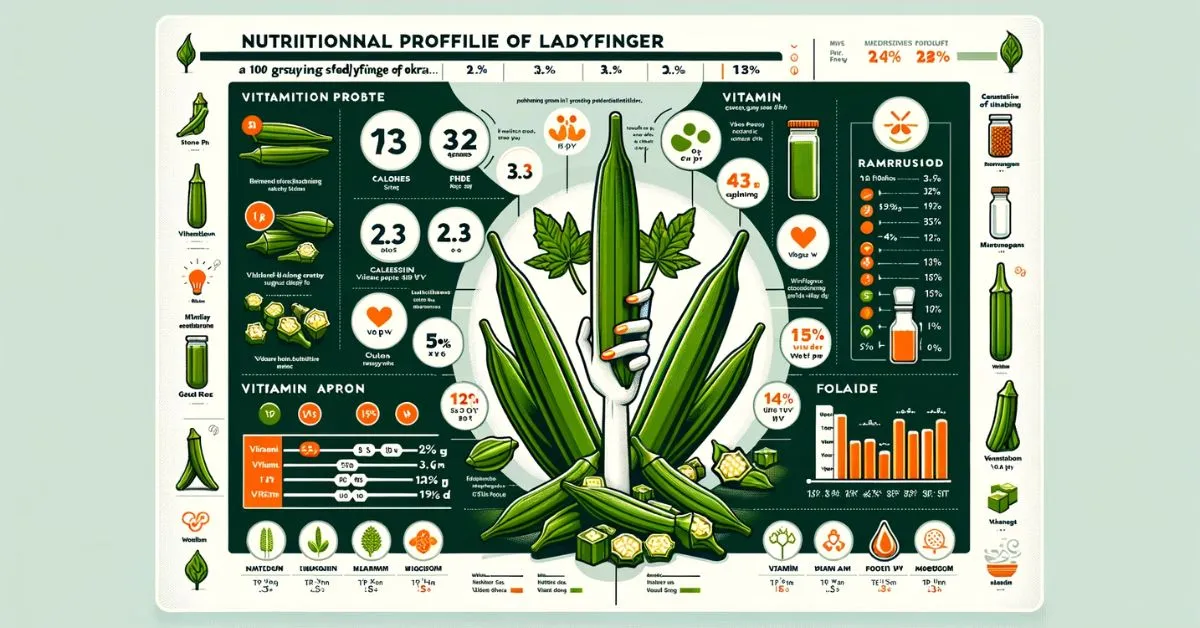 The infographic detailing the Nutritional Profile of Ladyfinger